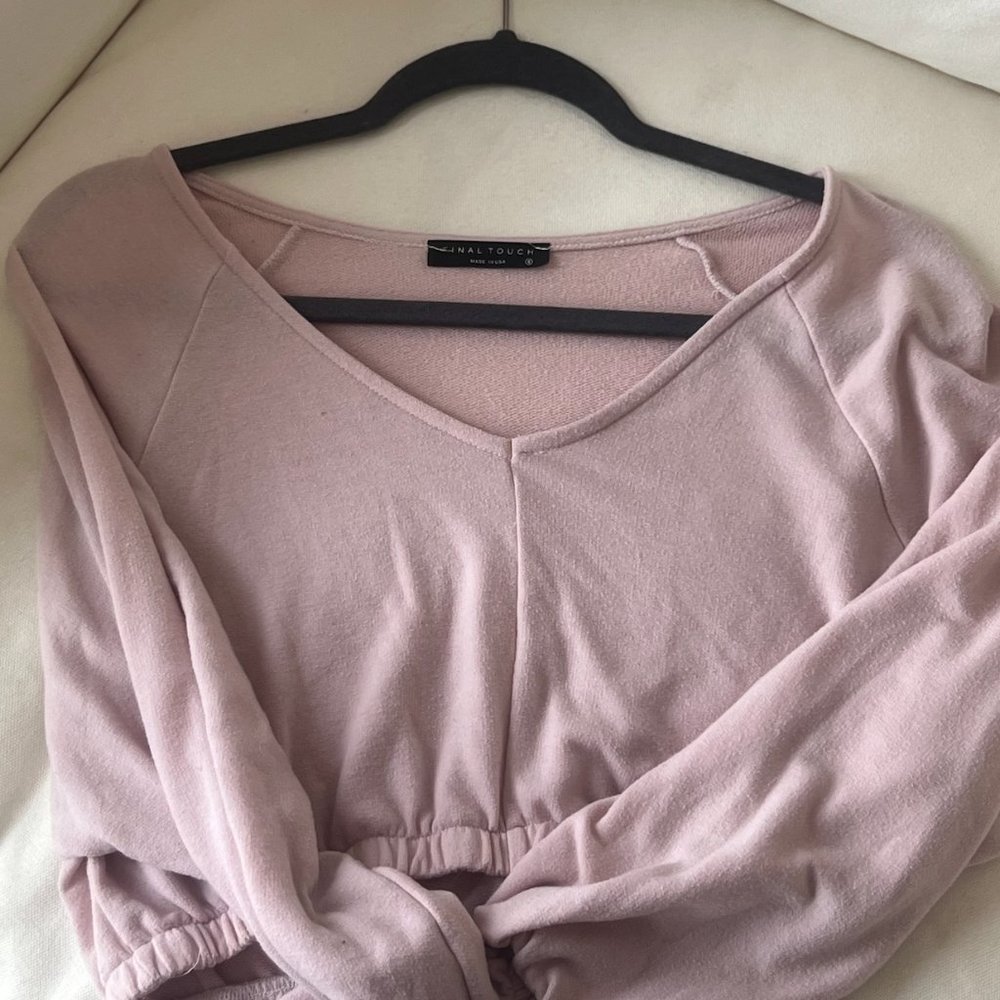 Pink Cropped Long Sleeve Top